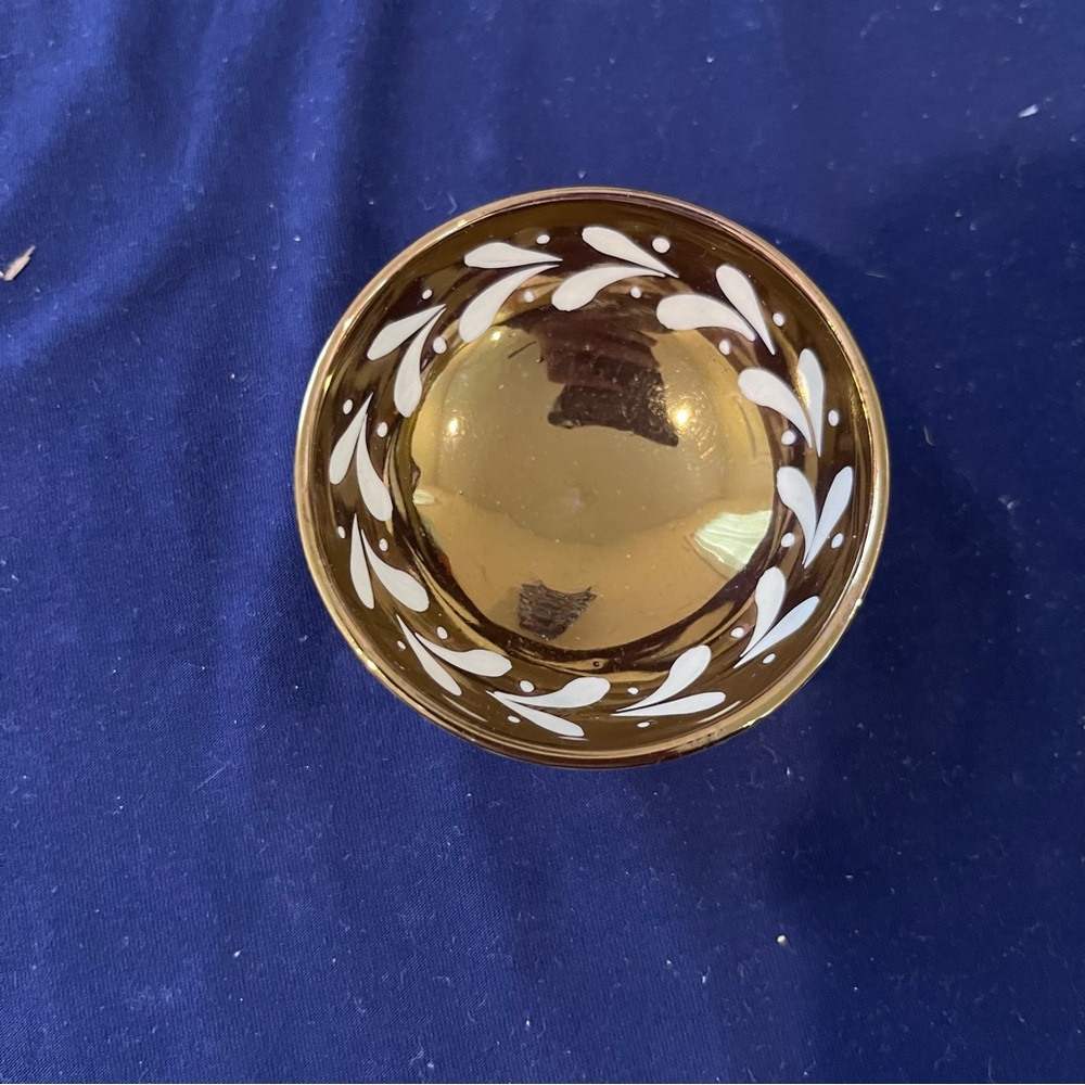Antique Or Vintage Gold Colored Gray’s Pottery Open Salt Cellar Made In England